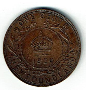 Canada New Foundland one cent 1920 XF KM 16 rev