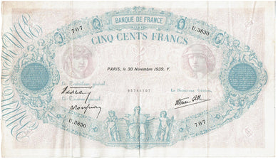 France Cinq Cents Francs Krause 88c 1939