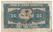Load image into Gallery viewer, French West Africa 25 Francs #30C 1942