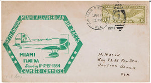 Miami 6th Annual Air Races Cover 1/11/1934 with C17