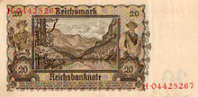 Load image into Gallery viewer, Germany 1939  20 Reichsmark.  Krause 185 Uncirculated