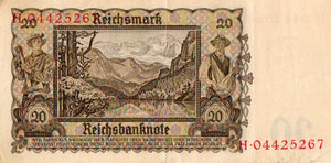 Germany 1939  20 Reichsmark.  Krause 185 Uncirculated