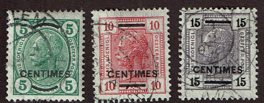 Austria Offices in Crete # 12-14 Cancelled Stamp Set