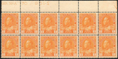 Canada 105, Die I, Type A43, Block of 12