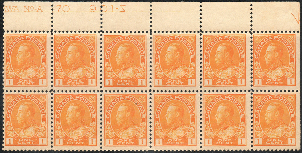 Canada 105, Die I, Type A43, Block of 12