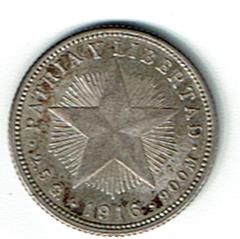 Cuba 1916 10 Centavos XF