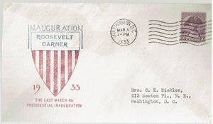 US Inaugural Cover 1st Term Roosevelt