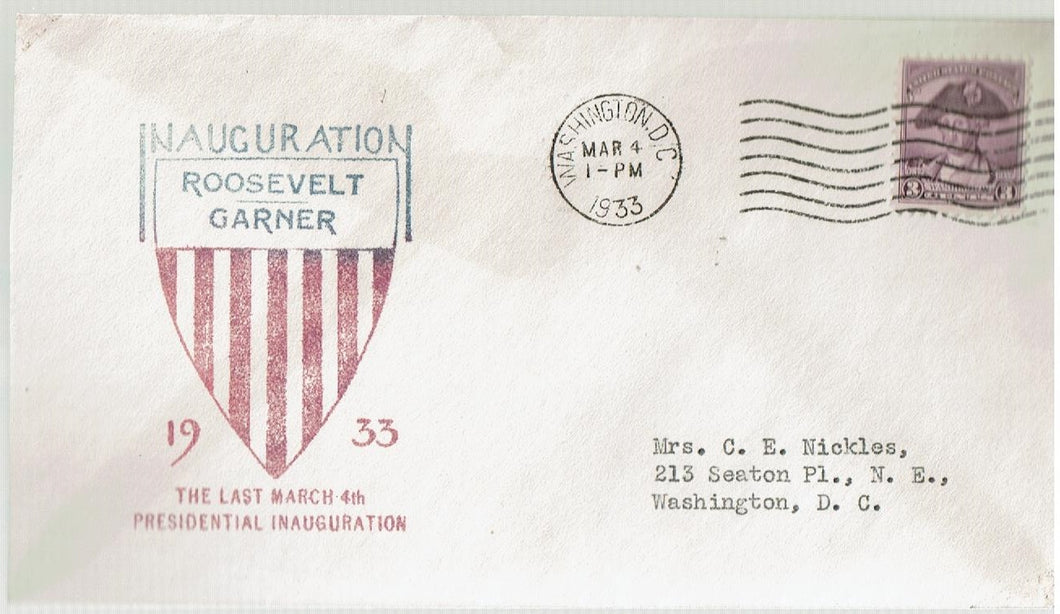 US Inaugural Cover 1st Term Roosevelt