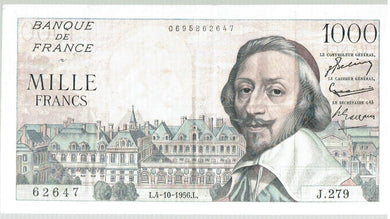 France 1000 Francs KR 134a 1956 Extra Fine