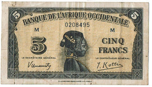 French West Africa 5 Francs #28 1942