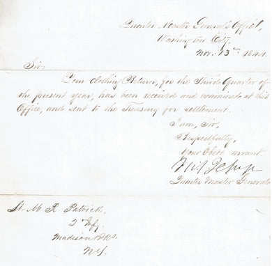 General Jesup Letter as Quartermaster General