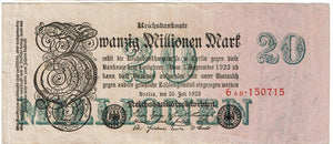 Germany 20,000,000 Mark #97a 1923