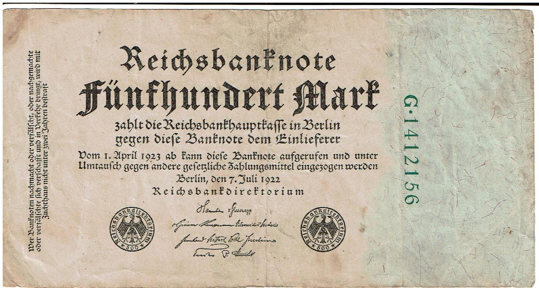 Germany 500 Mark #74b 1922