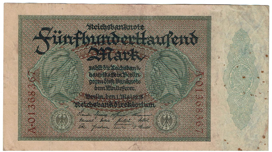 Germany 500,000 Mark #88a 1923