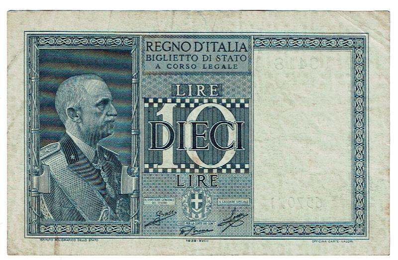Italy  10 Lire #25C 1944