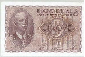 Italy 5 Lire KR 28 1940 Uncirculated
