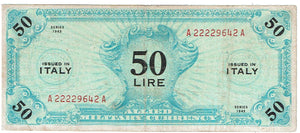 Italy Allied Military Currency 50 Lire #M20a 1943