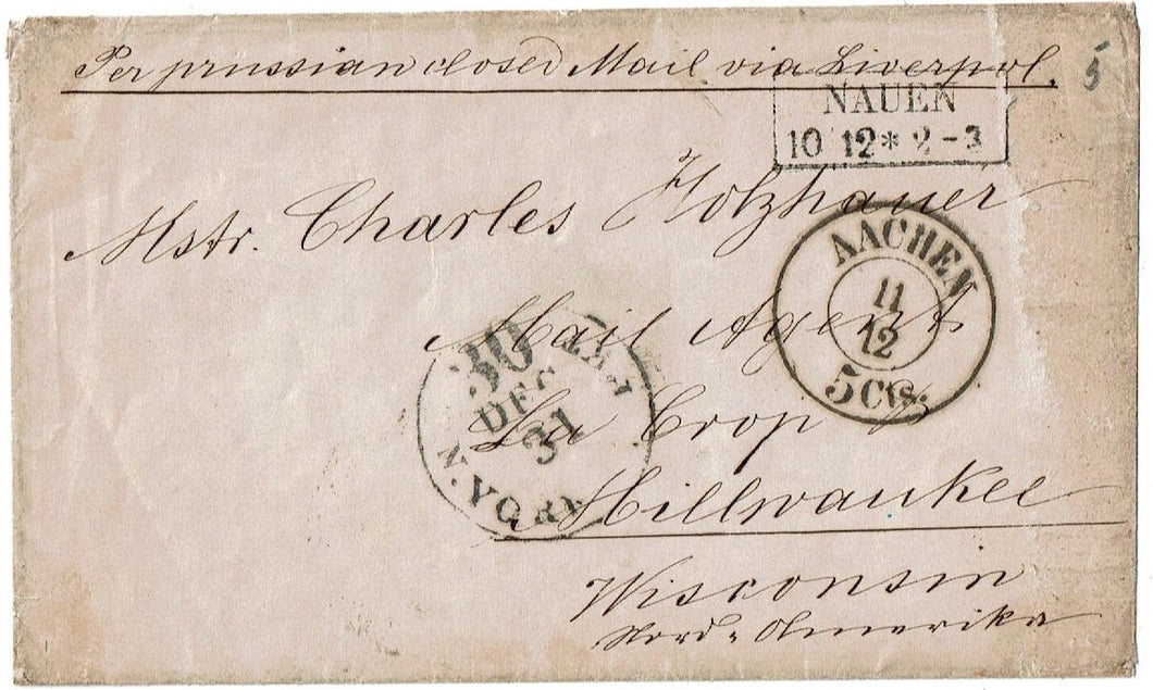 Germany Letter Posted at Nauen Germany Per Closed Prussian Mail
