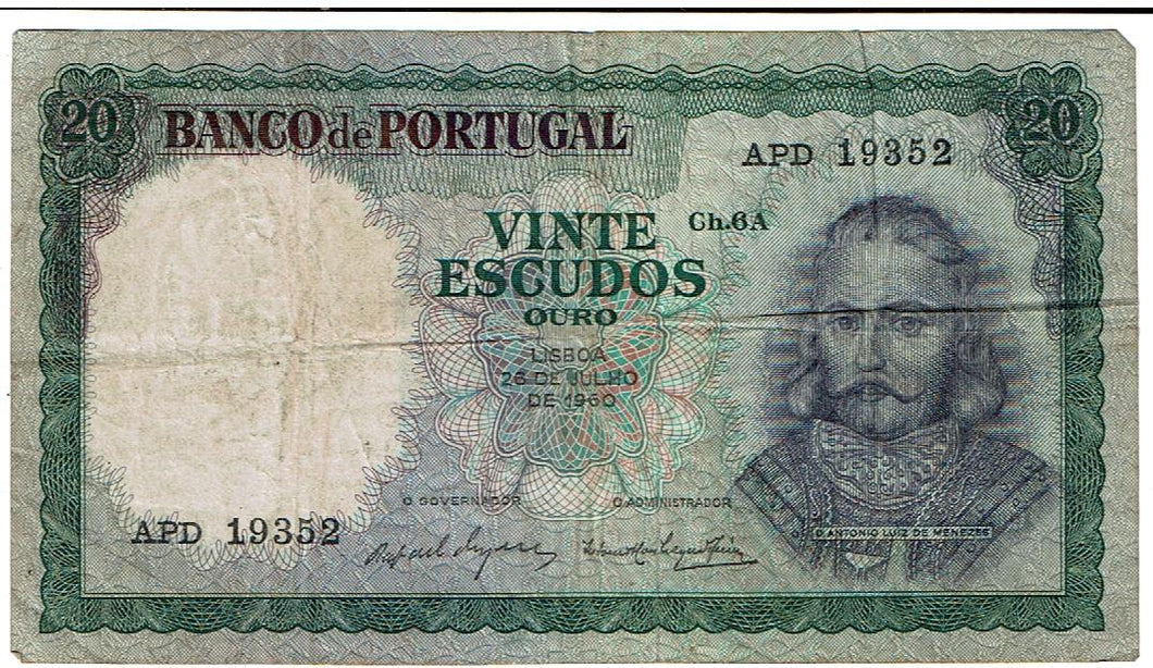 Portugal 20 Escudos #163 1960