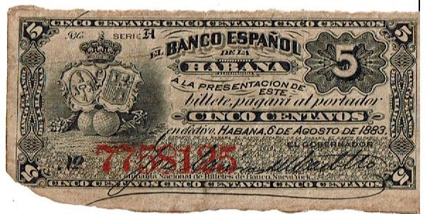 Cuba 5 Centavos KR 29d 1883