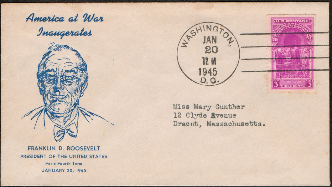 US Inaugural Cover Franklin D. Roosevelt 4th Term
